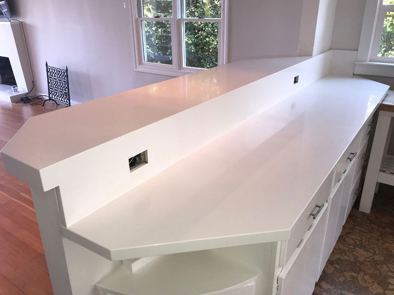 White Engineered Quartz Kitchen Countertop